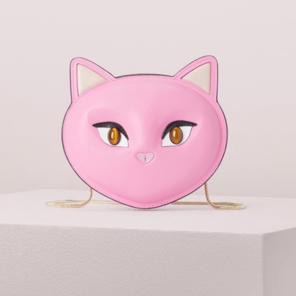 New Kate Spade Pink Meow Cat Crossbody Purse Bag - Picture 7 of 8